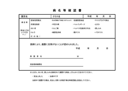 『病名等確認書』