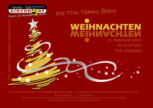 Weihnachtsfeier der TCK Damen- und Herrenteams mit dem Vorstand