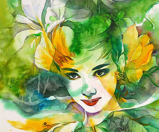 иллюстрация http://creativitea.org/inspiration/illustration/ryu-eunja-audrey-hepburn/