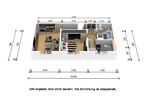 Grundrissbeispiel einer 2-Raum-Wohnung