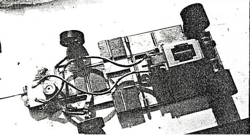 Le châssis "Tim Ryan" utilisé par Mick Harvey vainqueur du Grand Prix de Belgique de slot racing 1986