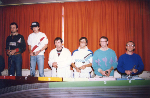 Finale sport-Europe Grand Prix du mans 1988 : Laurent Cardin - Gérard Caupène - Bernard Delobel - Jean-Claude Malherbe - Frédéric Cardin - Serge Vuillemin