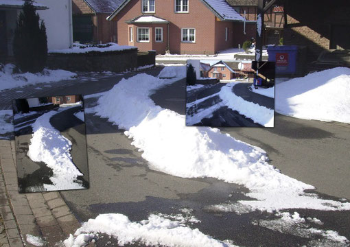 Die Fotos zeigen die neu aufgebrachte Mittelleitlinie