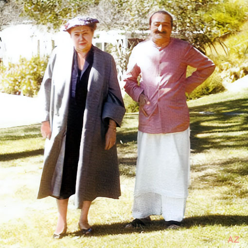 Meher Baba with Ivy Duce in Woodside ( near San Francisco ) in July 1956. Glow mag. Nov.2003