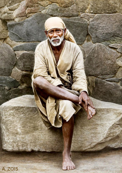 PERFECT MASTER SAI BABA at Sakori, India. Image rendition by Anthony Zois. BP
