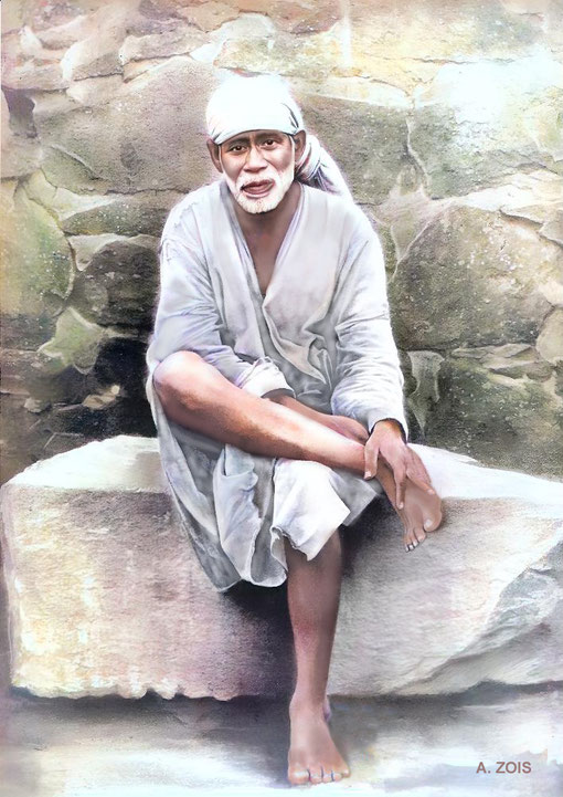   Perfect Master Sai Baba of Shirdi.Image rendition by Anthony Zois