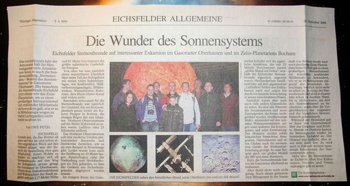 Eichsfelder Sternenfreunde auf Exkursion im Gasometer Oberhausen und im Zeiss-Planetarium Bochum