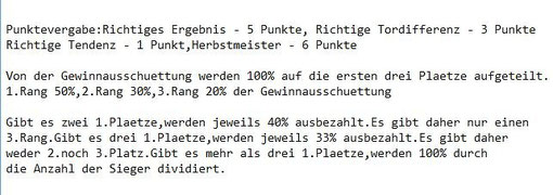 Punktevergabe + Gewinnausschüttung