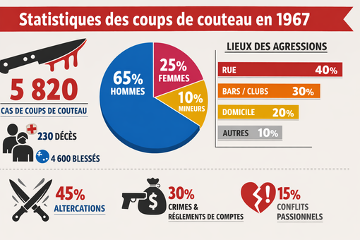 Les statistiques des coups de couteau en 1967 en Écosse