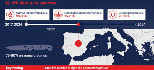 Nombre d'agressions au couteau en Espagne (2017-2024)