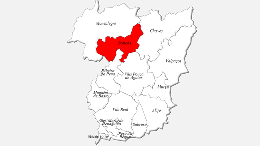 Localização do concelho de Boticas no distrito de Vila Real
