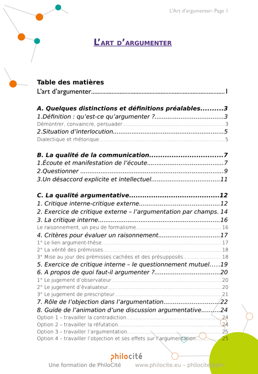 L'art d'argumenter. Philo cité. Argumentation. PDF gratuit. Pratique philosophique. Philosophie pour enfants. Se former à la philosophie.