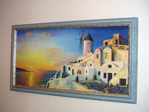 Mykonos, 30x60, Öl auf Leinwand im Echtholzrahmen