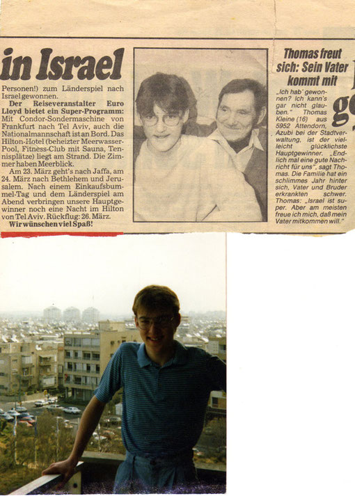 Der Bericht in der Bild am Sonntag und ein knackiger Jüngling in Tel Aviv 1987.