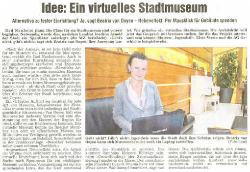 Idee: Ein virtuelles Stadtmuseum, Artikel und Foto: Petra Ihm-Fahle, WZ, 26.05.2012