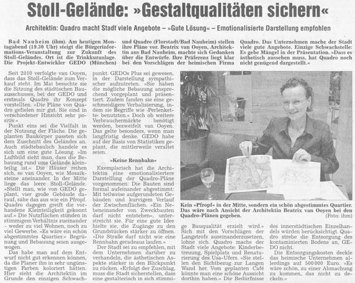 Stoll-Gelände: Gestaltqualitäten sichern - Artikel und Foto: Petra Ihm-Fahle, WZ, 11.06.2012