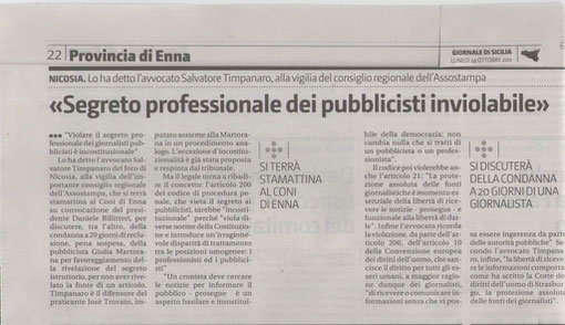 GIORNALE DI SICILIA Lunedì 24 ottobre 2011