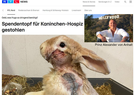 Geld macht glücklich sagt Prinz Alexander von Anhalt und spendet einem Hospitz in Bad-Münder für Kaninchen gestohlene 600 Euro aus dem Spendentopf.