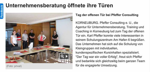 Unternehmensberatung öffnete ihre Türen Tag der offenen Tür Pfeffer Consulting