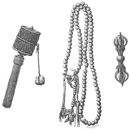 Desgodins (1826-1913), La mission du Thibet de 1855 à 1870. Instruments de prières.