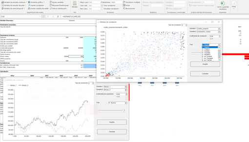 MC FLO - Definir correlaciones MC FLO Monte Carlo simulación Excel