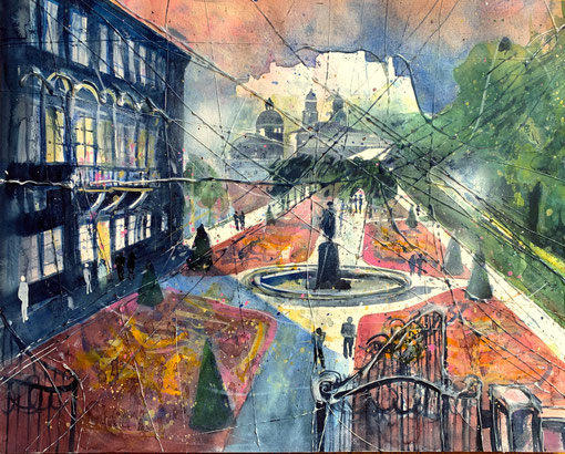 Salzburg_ Mirabellgarten_Mixed-Media Aquarell 38x50cm_2024