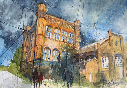 Bremen_ Umgedrehte Kommode_ Mixed-Media Aquarell 30x42cm_5-2024