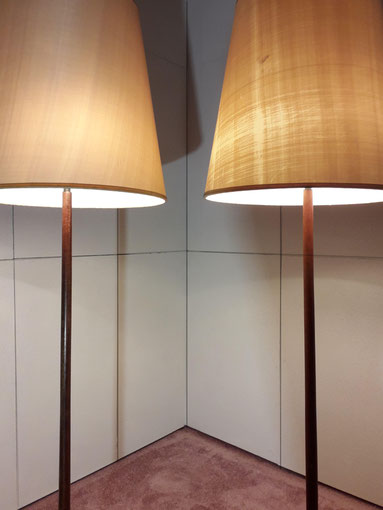 Swedish oak, Brass Floor Lamps by "Luxus Vittisjö", 1960
