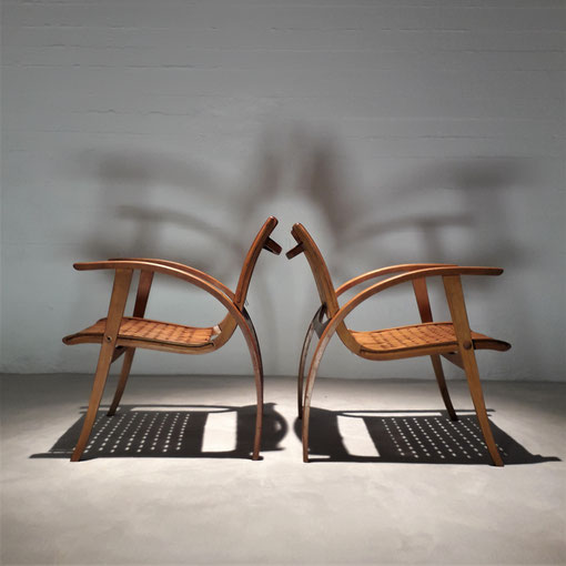 Erich Dieckmann Pair of Bauhaus Beechwood Armchair for Galenka, Germany, 1933