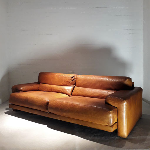 Giovanni Offredi "Midday" Leather Sofa for Saporiti Italia, 1985