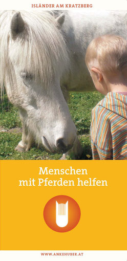 Titelblatt des Folders "Menschen mit Pferden helfen" 