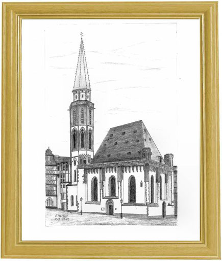 Alte Nikolaikirche    Bleistiftzeichnung   30 x 42 cm