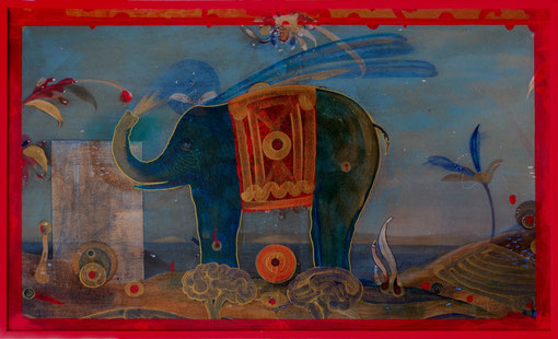 U'Liotru' 1  Pigmenti e lacche su tela e legno 137 x 82 x 4 cm.    2008