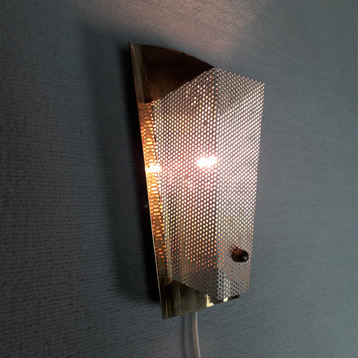 Stilnovo Perforated lacquered Brass Sconce, Italy, circa, 1950