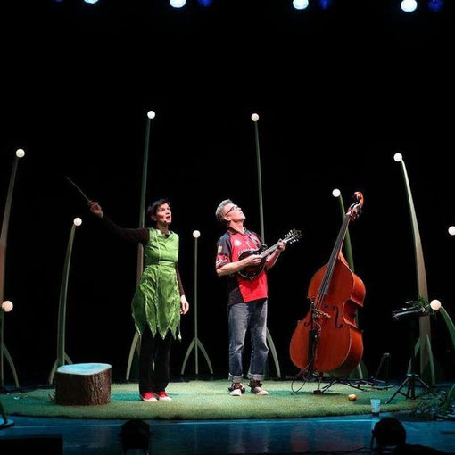scénographie de La Fée des Arbres. Spectacle musical de Agnès et Joe Doherty, paroles et musiques. Création: Le Rocher de Palmer, Cenon.