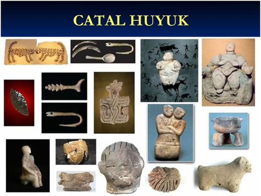 Asentamiento de Catal Huyuk (Turquía). Del 7.500 al 5.000 a.c. sin muros defensivos ni rastros de guerras o invasiones.