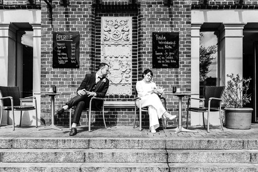 Hochzeitspaar auf dem Stint in Lüneburg