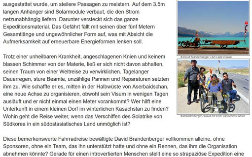 Zeitungsartikel über das Solatrike