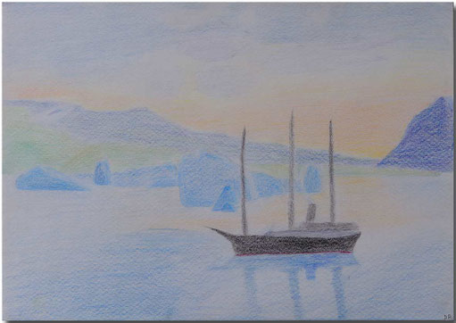 Bild:Schiff,Antarktis,Schule,Zeichnung,Farbstift,David Brandenberger,d-t-b.ch,d-t-b,