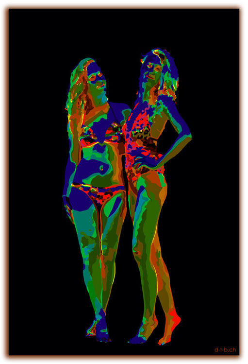 Digital Art von zwei Frauen in Badeanzug
