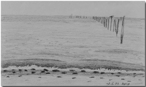 Bild:BØtØ,Dänemark,Strand,Meer,Skizze,Bleistift,David Brandenberger,d-t-b.ch,d-t-b,