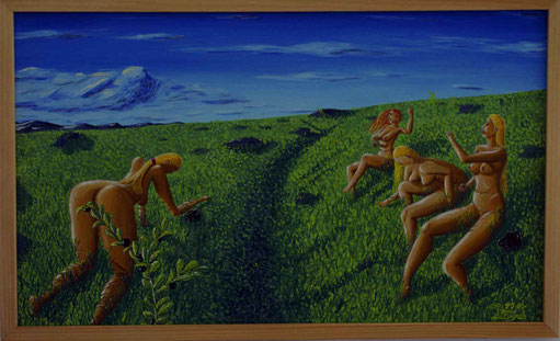 Bild:Plocka bär,Ölbild,Beeren,Schweden,pflücken,Lappland,Akt,Nude,Nackt,Blond,Brünett,Rothaarig,Landschaft,Padjelanta,Nationalpark,Blaubeere,Anders Zorn,David Brandenberger,Biber,www.d-t-b.ch,