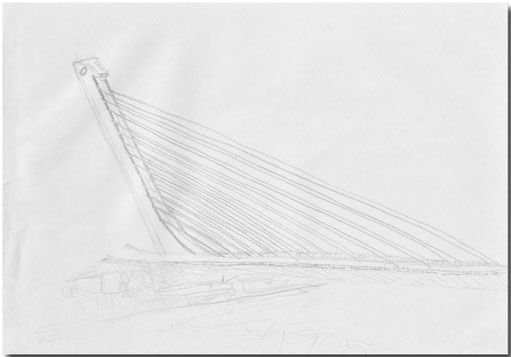 Bild:Puente del Alamillo,Sevilla,Spanien,Bleistift,Skizze,Schlecht,David Brandenberger,d-t-b.ch,d-t-b,