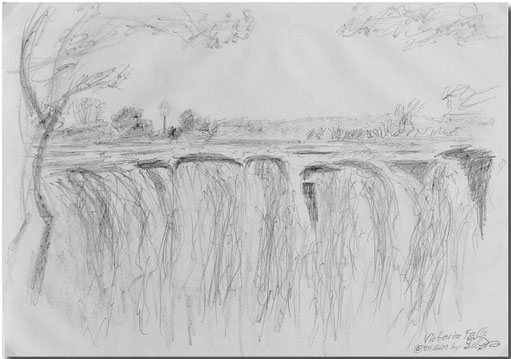 Bild:Victoria Falls,Zimbabwe,Afrika,Wasserfall,Skizze,Bleistift,Schnell,David Brandenberger,d-t-b.ch,d-t-b,