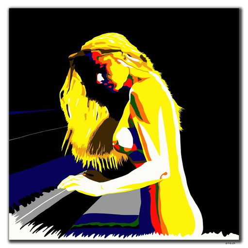 Digital Art painting of a nude woman at the piano
