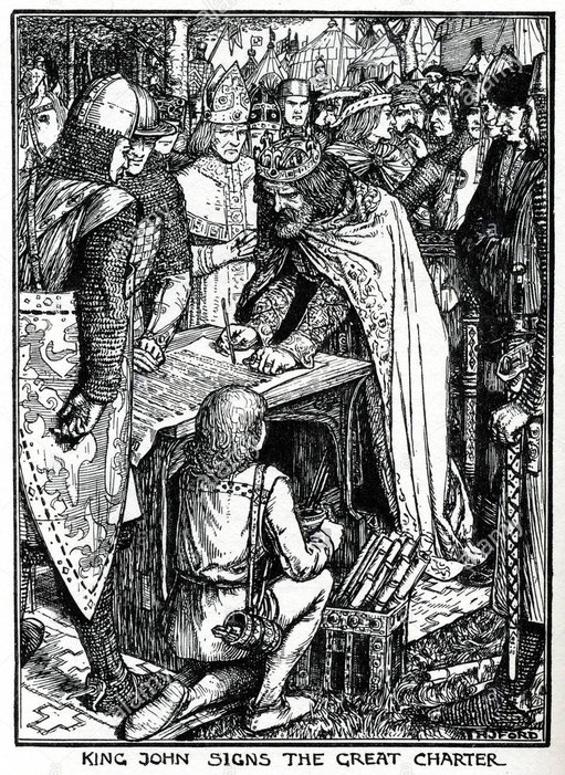 Fig. 7 : Le roi Jean signe La Magna Carta