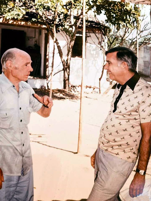 Don ( right ) talking with Francis Brabazon in Indiaby Dick Duman.