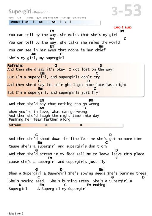 Supergirl-Reamon  Chords Akkorde Tabs
