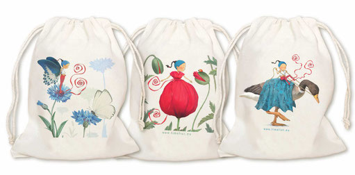 lot de 3 pochons avec des illustrations de Timeliot