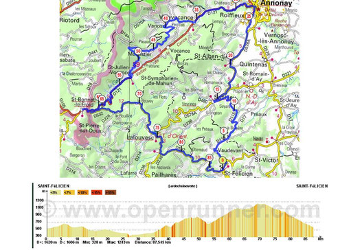 L'ARDÈCHE VERTE Elle est parfaite en « tour de chauffe » avant de se lancer à l’assaut des redoutables cols de montagne des autres circuits. Une mise au vert depuis Saint-Félicien, berceau historique de l’Ardéchoise. Evoluant le long des vallées de la Can